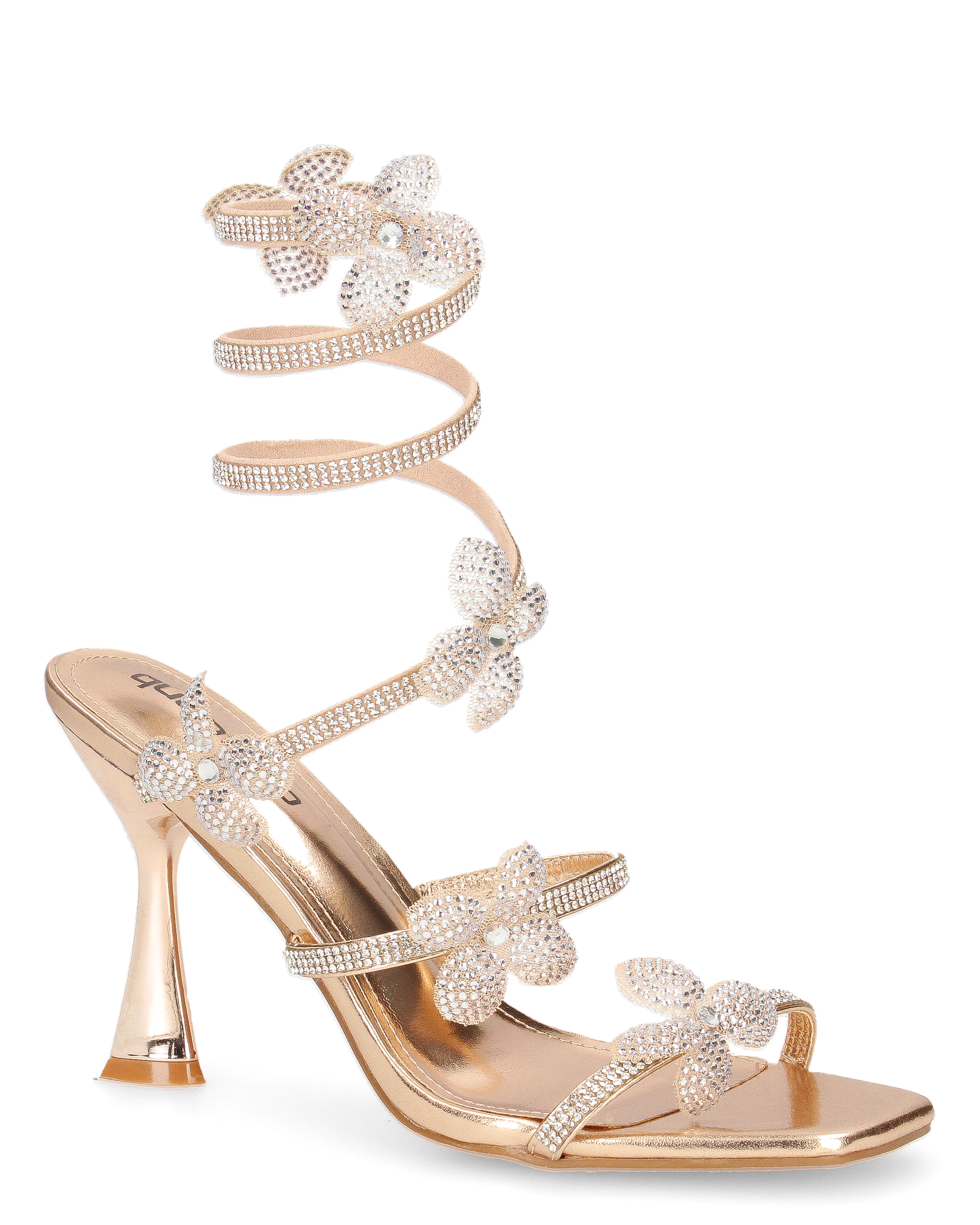 FABIOLA - sandali dorati a spirale con fiori glitter