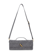 FANNY - borsa pochette grigia con chiusura decorativa oro