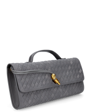 FANNY - borsa pochette grigia con chiusura decorativa oro