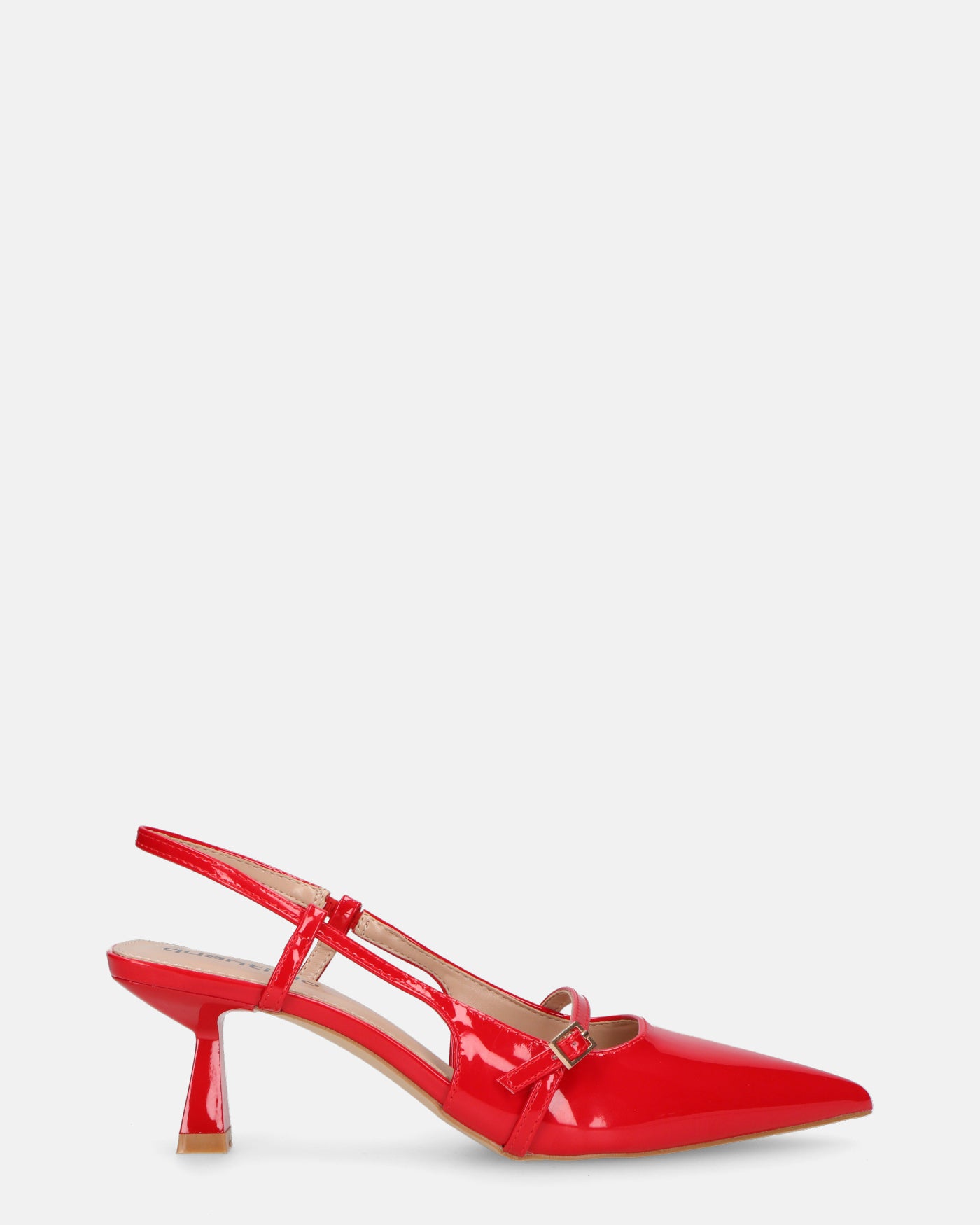 FARAI - sandali in glassy rossa con tacco e cinturino