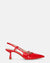 FARAI - sandali in glassy rossa con tacco e cinturino