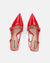 FARAI - sandali in glassy rossa con tacco e cinturino