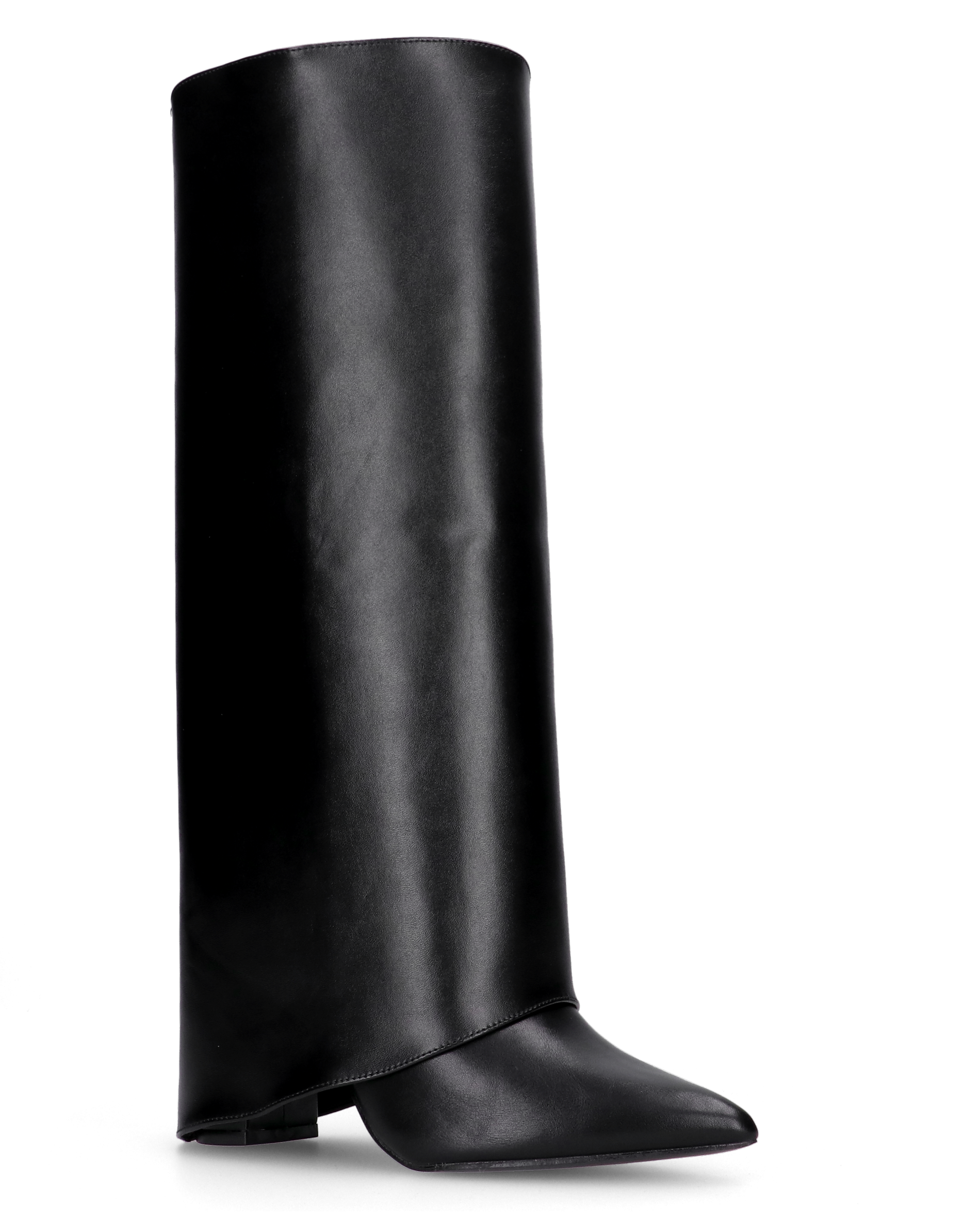 FEDRIKA -  Stivale 2 in 1 in ecopelle nera: da stivale alto a stivaletto con un semplice gesto