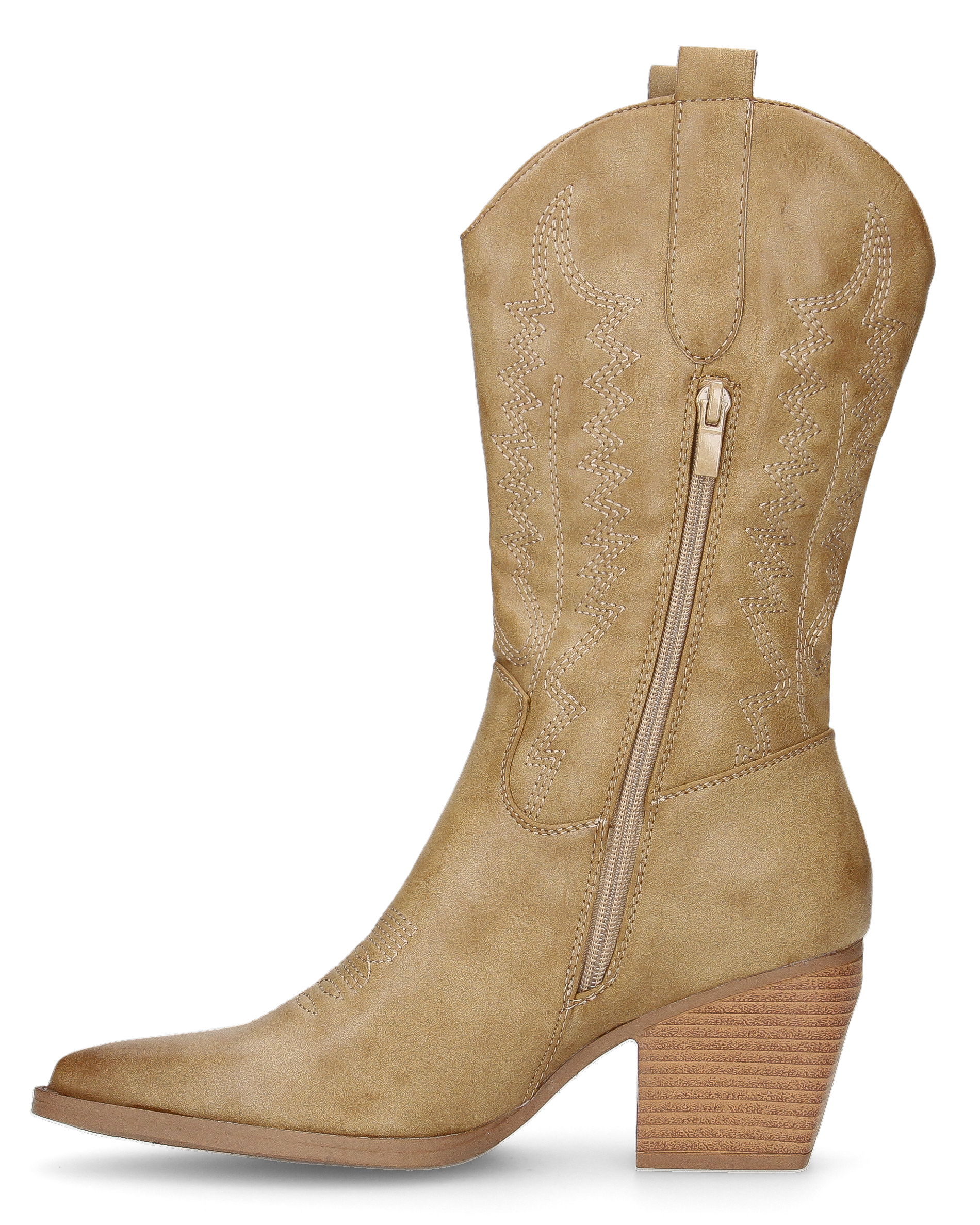 FIONA - camperos khaki in materiale lucido con chiusura zip