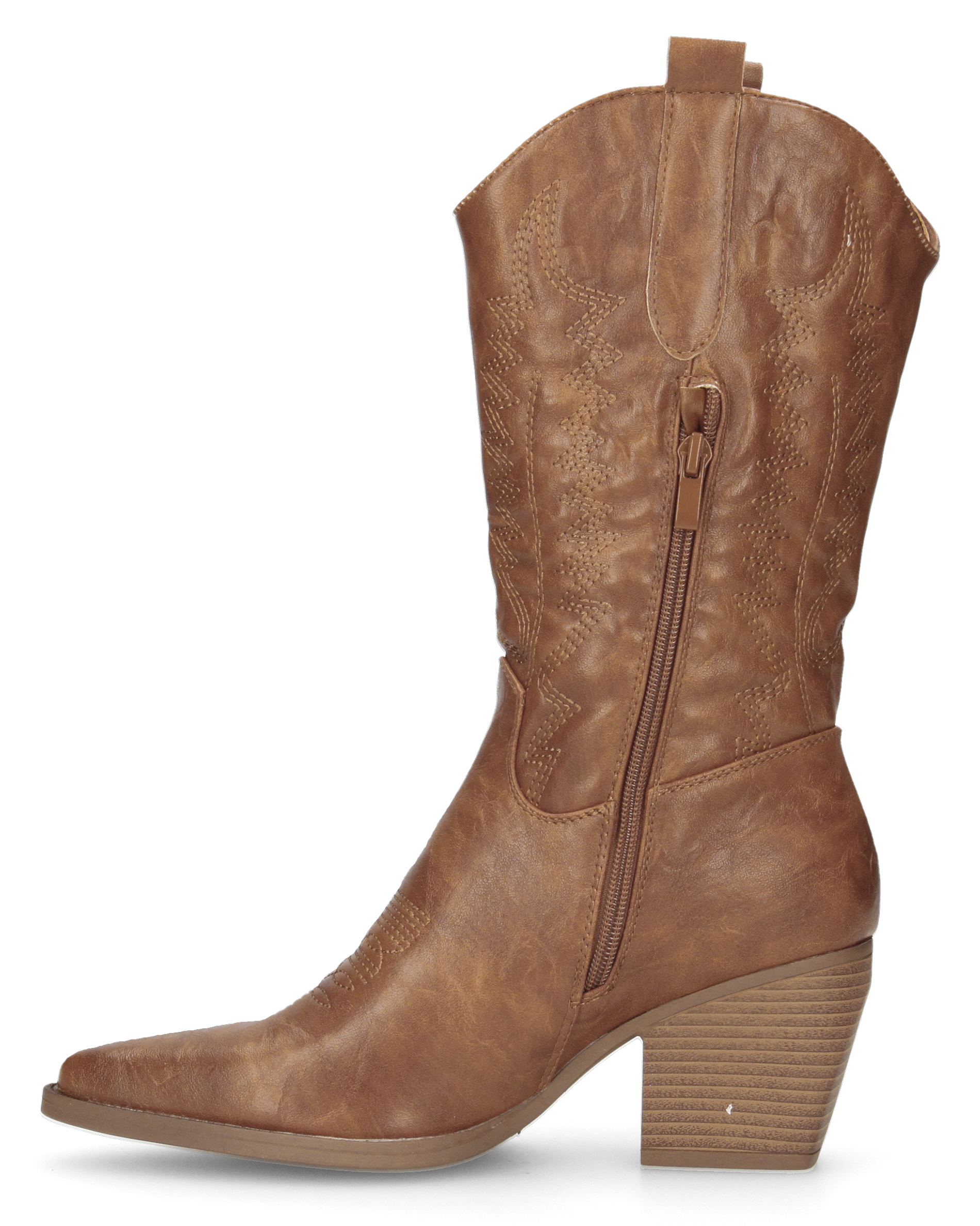 FIONA - camperos marrone in materiale lucido con chiusura zip