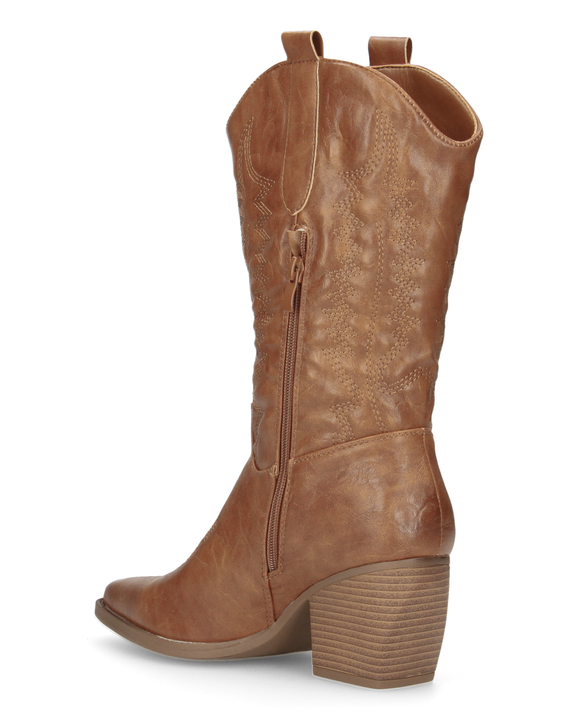 FIONA - camperos marrone in materiale lucido con chiusura zip