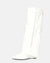 FLAVIA - stivale alto in bianco con risvolto e cerniera