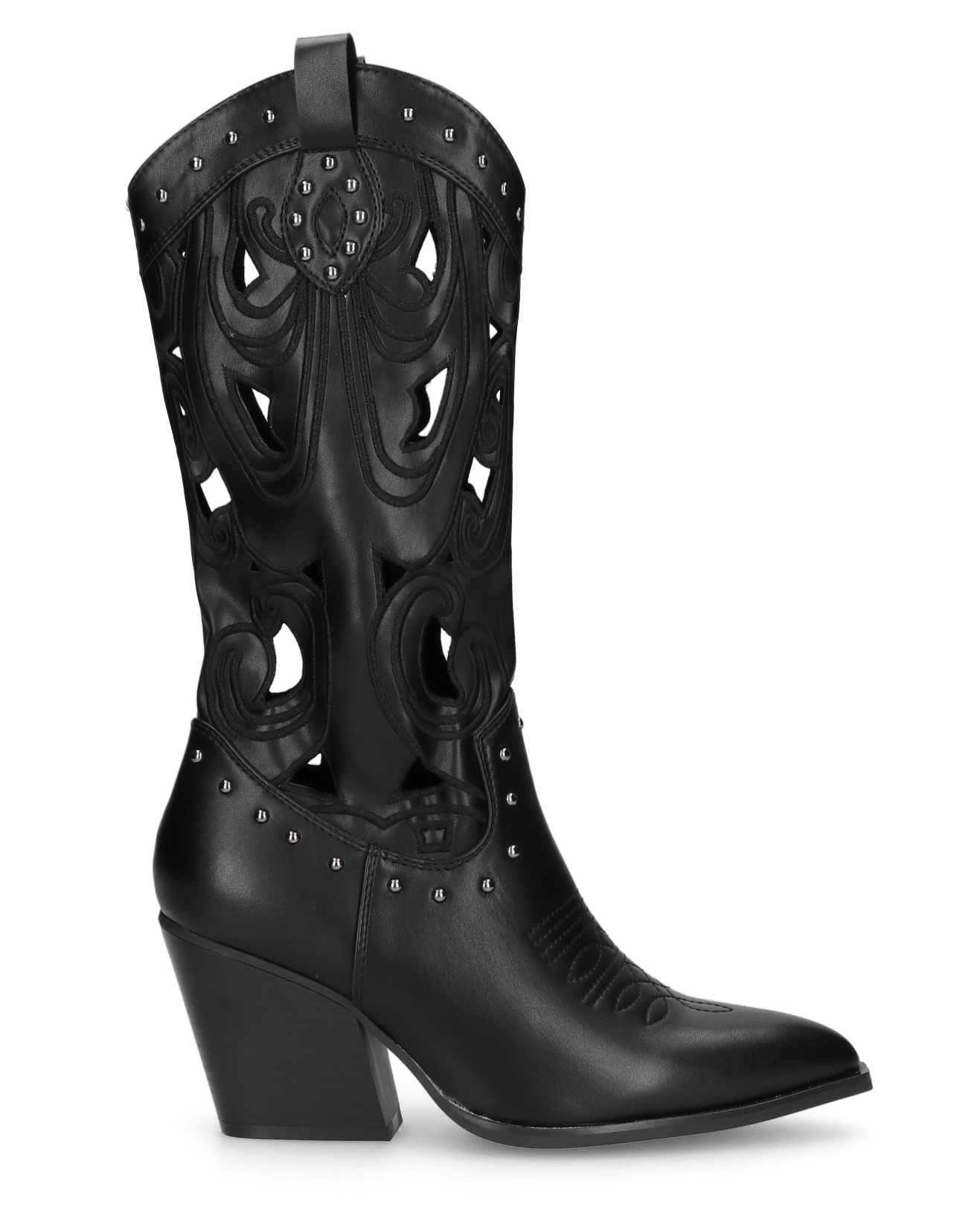 FLORY - camperos neri con ricami, ritagli e borchie