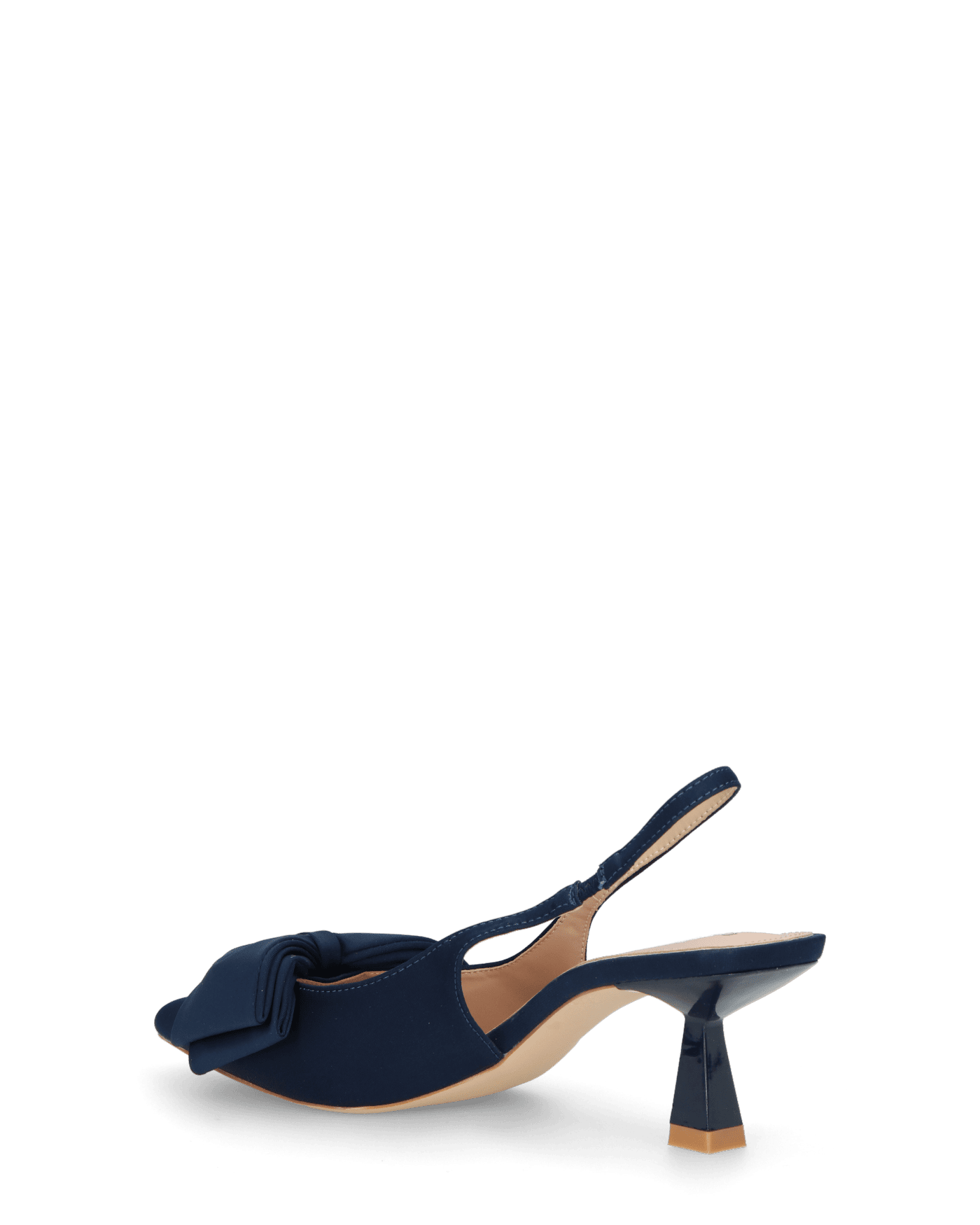 GLENDA - sandali in raso blu con fiocco decorativo