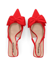 GLENDA - sandali in raso rosso con fiocco decorativo