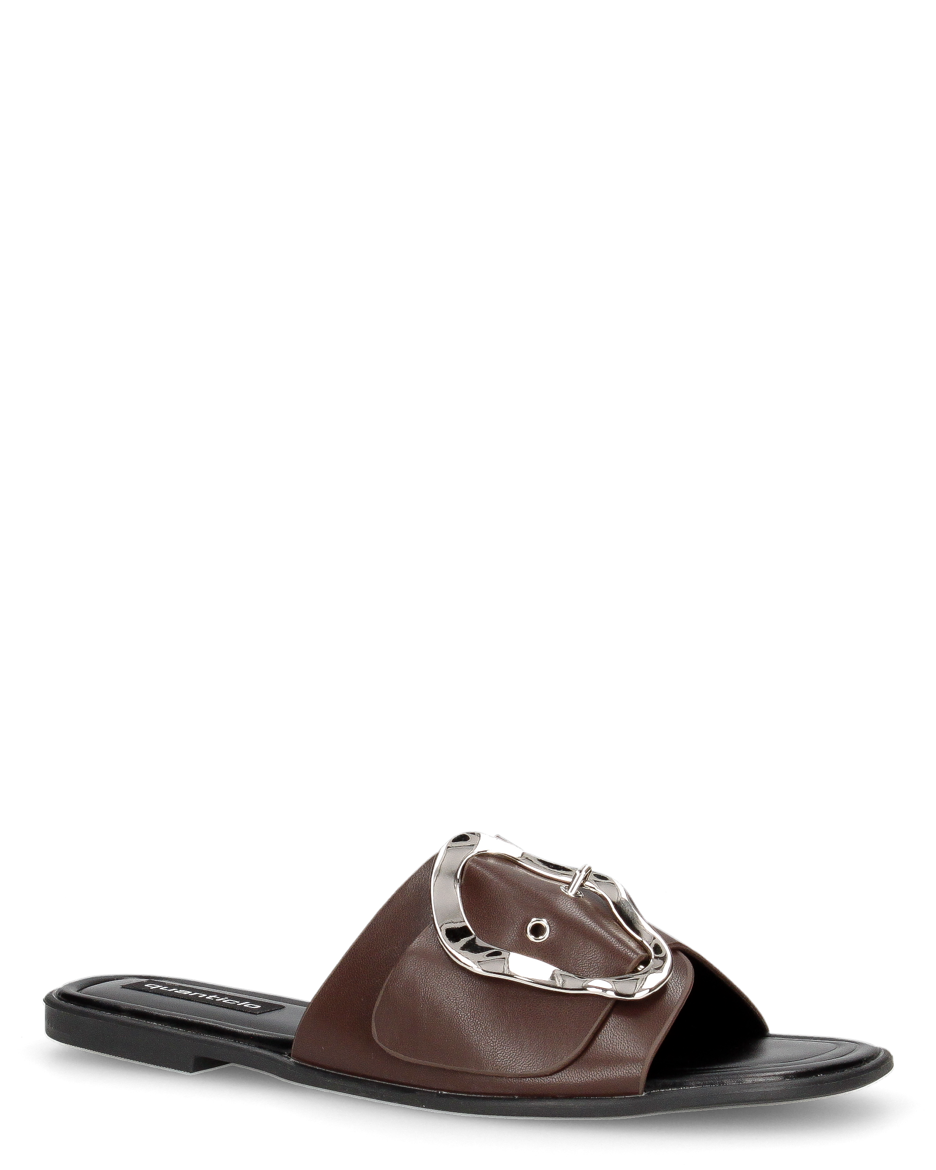 GRETCHEN - ciabattine marrone con cinturino e passante metallico