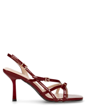 HILDE - Sandalo tacco bordeaux con listini e fibbie dorate