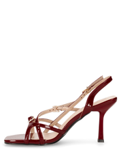 HILDE - Sandalo tacco bordeaux con listini e fibbie dorate