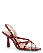 HILDE - Sandalo tacco bordeaux con listini e fibbie dorate