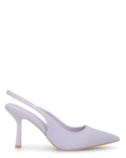 KLARA - Décolleté slingback in lycra lilla con tacco a stiletto