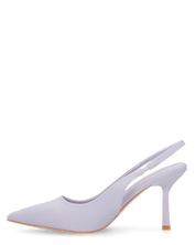 KLARA - Décolleté slingback in lycra lilla con tacco a stiletto