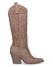 HALA - stivale camperos texano con tacco in camoscio beige scuro