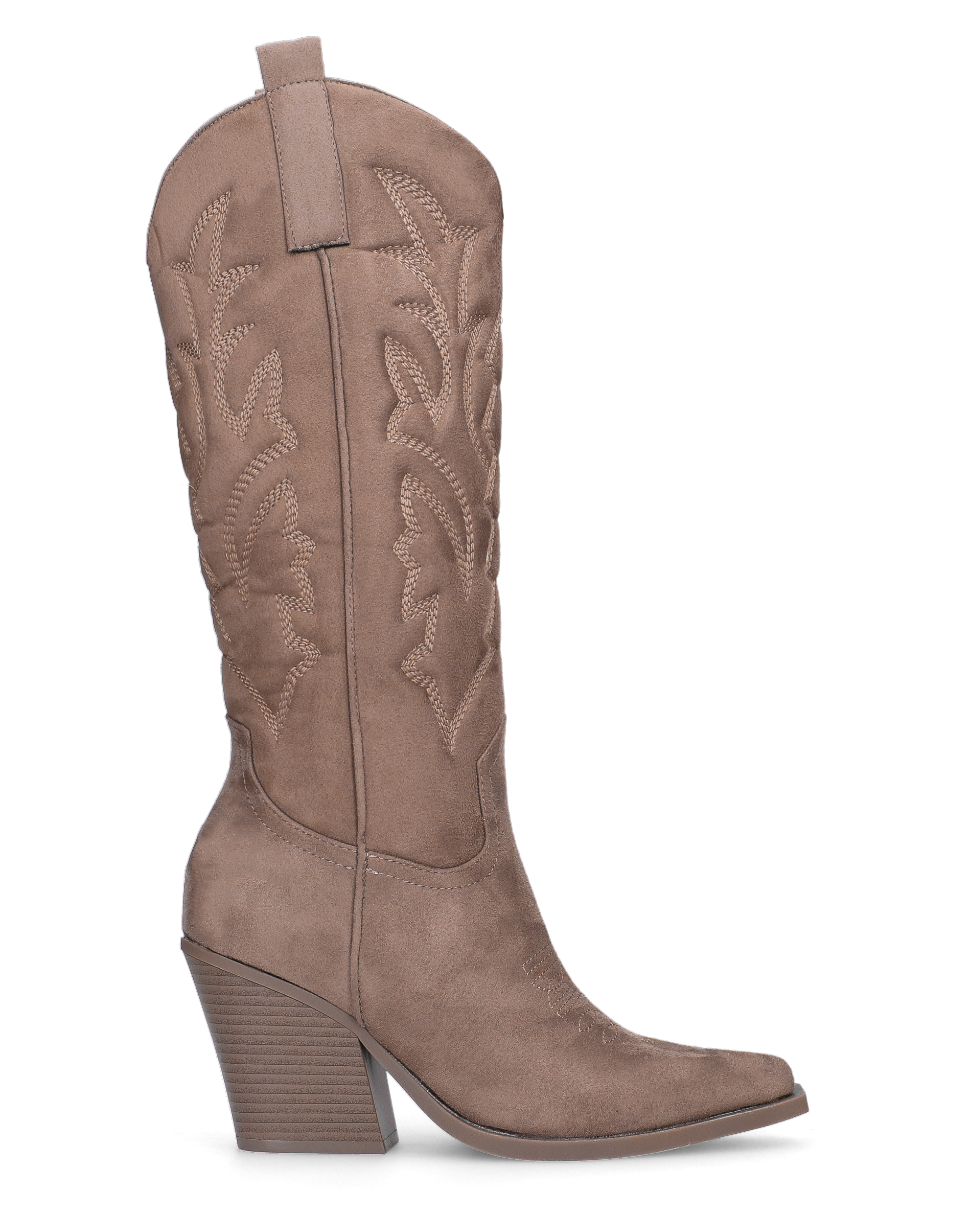 HALA - stivale camperos texano con tacco in camoscio beige scuro