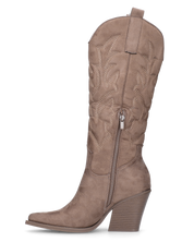 HALA - stivale camperos texano con tacco in camoscio beige scuro
