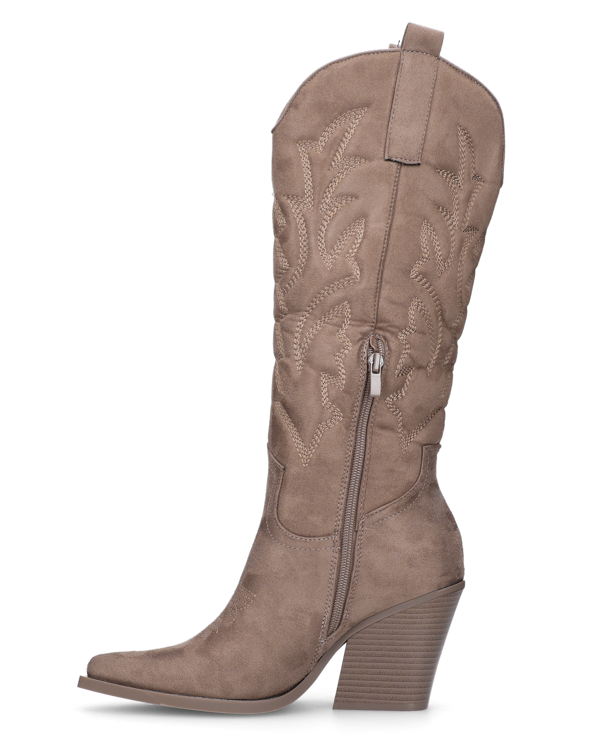 HALA - stivale camperos texano con tacco in camoscio beige scuro