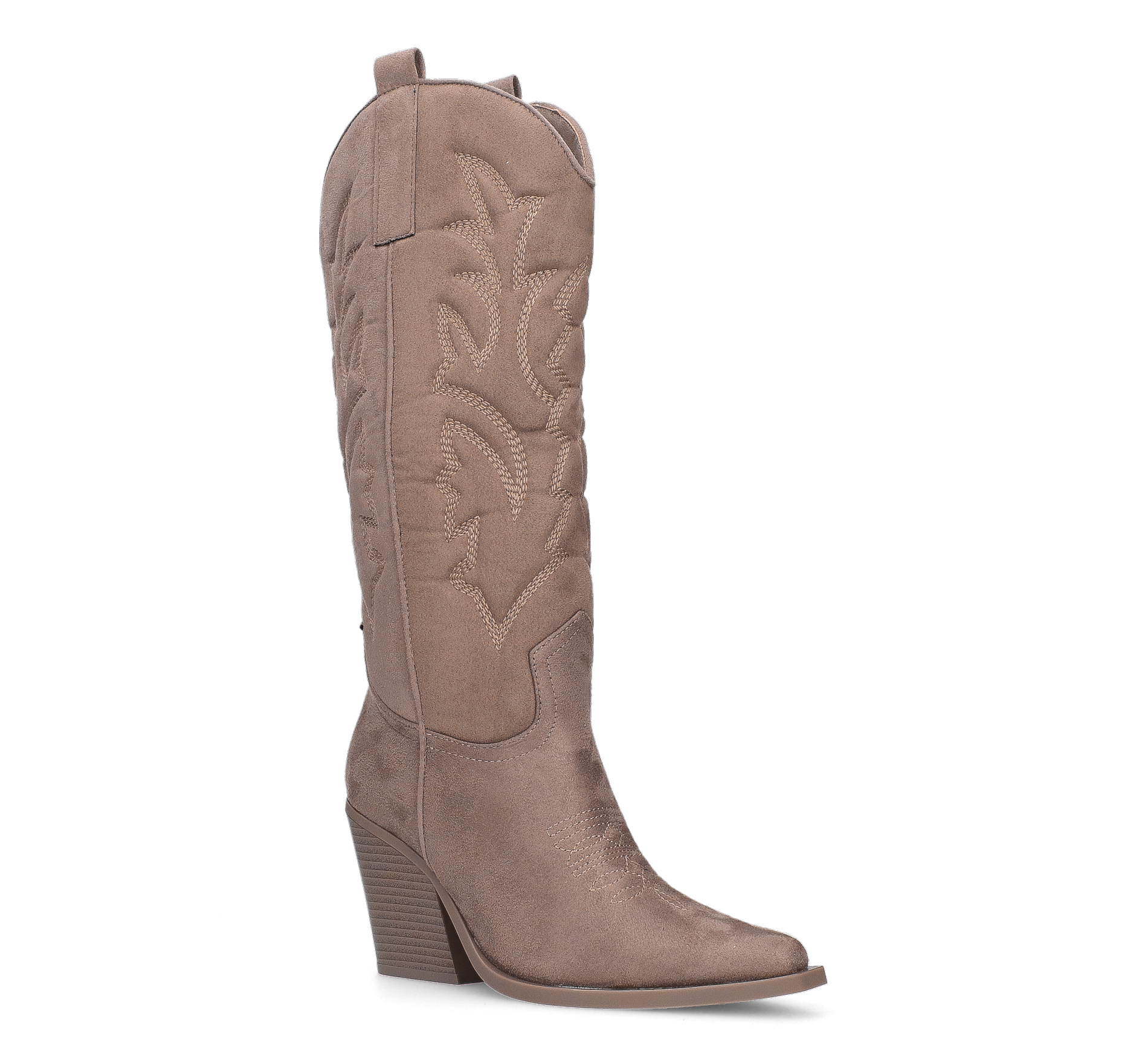 HALA - stivale camperos texano con tacco in camoscio beige scuro