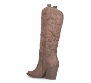HALA - stivale camperos texano con tacco in camoscio beige scuro