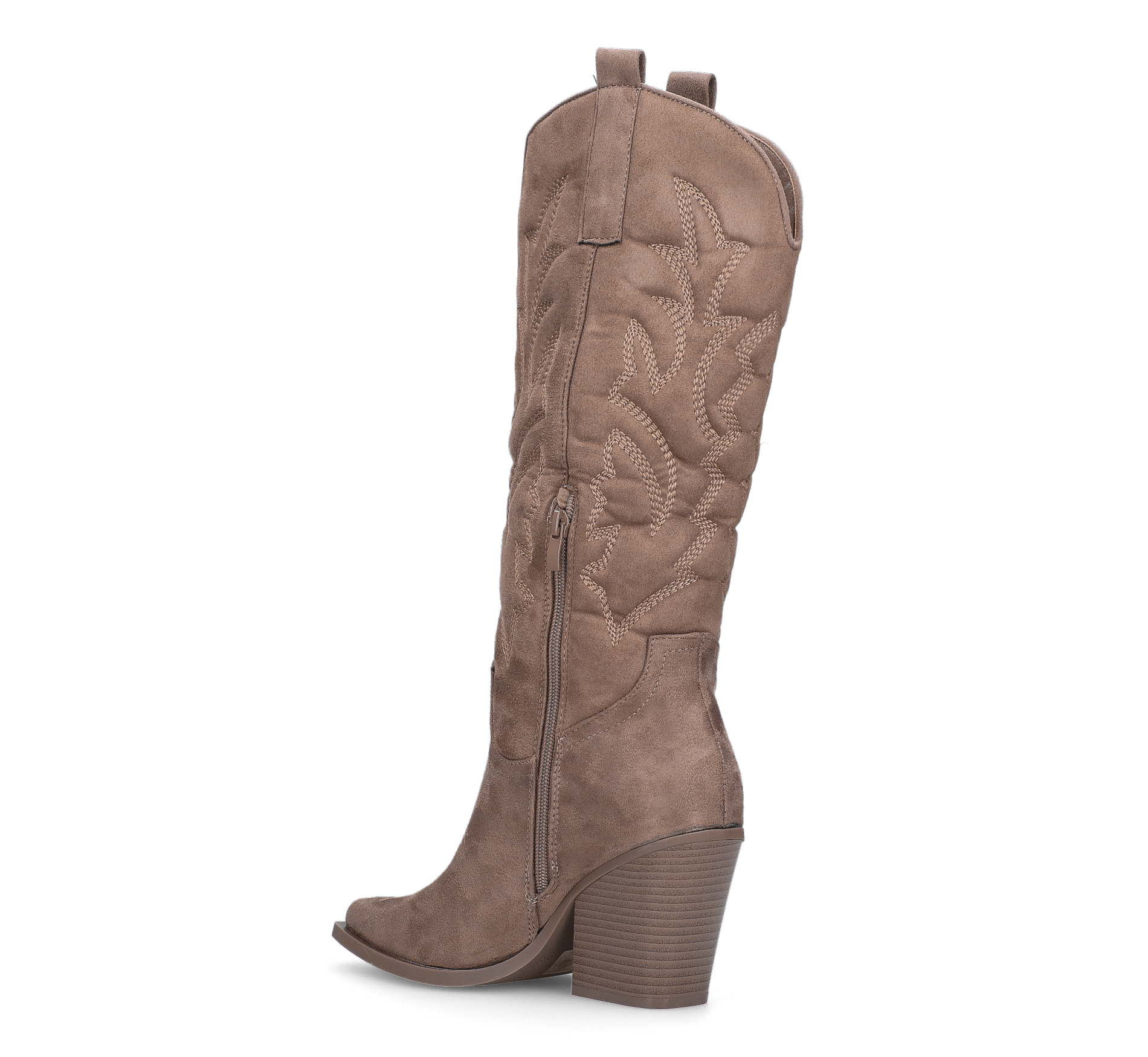 HALA - stivale camperos texano con tacco in camoscio beige scuro