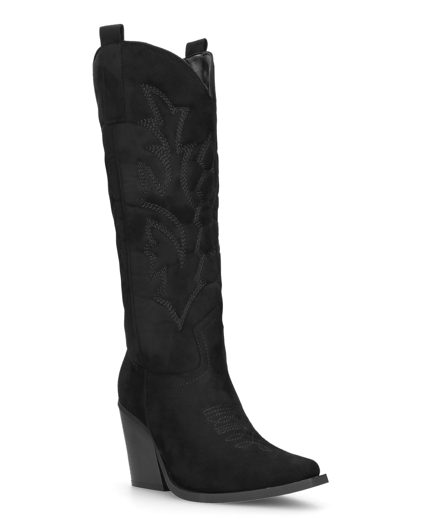 HALA - stivale camperos texano con tacco in camoscio nero