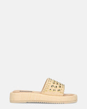 HARPER - ciabattine platform beige con borchie dorate