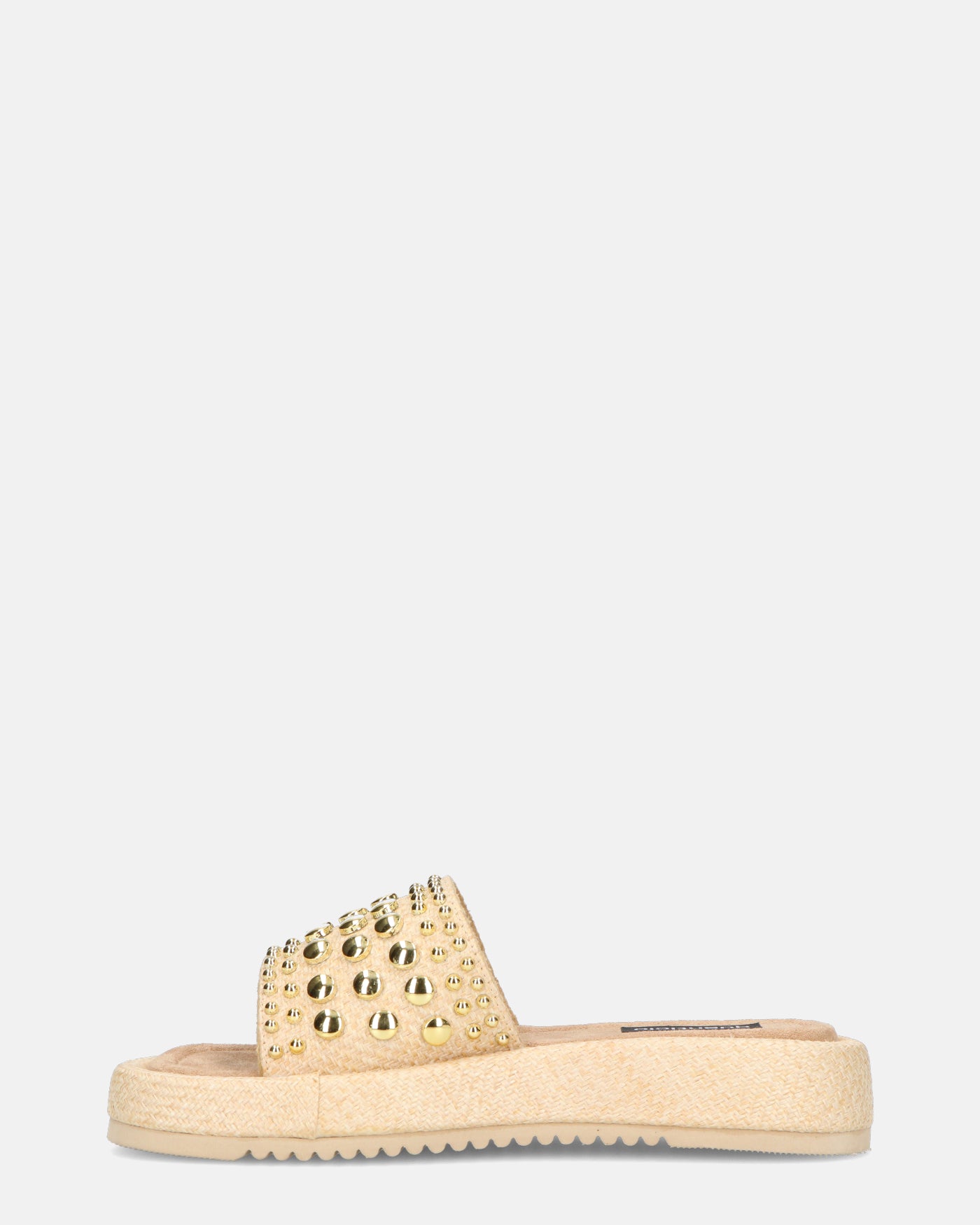 HARPER - ciabattine platform beige con borchie dorate