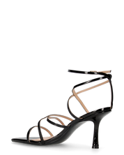 HELGA - sandali neri lucidi con tacco alto a spillo e listini