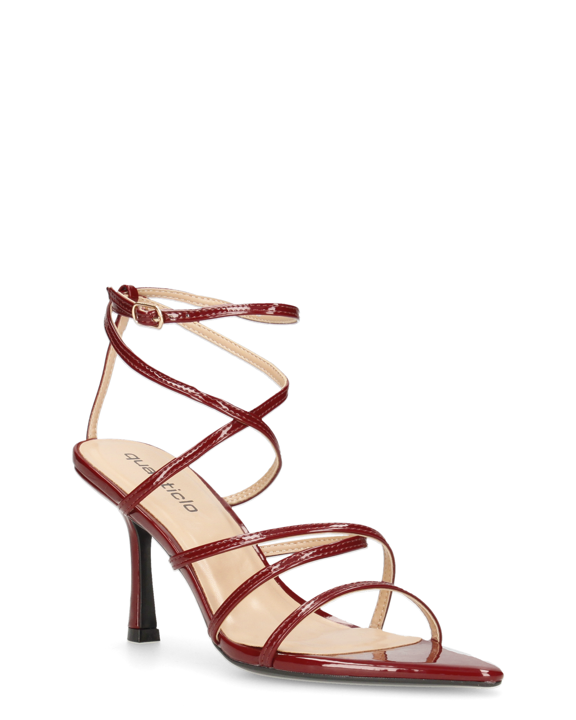 HELGA - sandali bordeaux lucidi con tacco alto a spillo e listini