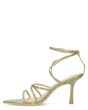 HELGA - sandali verdi lucidi con tacco alto a spillo e listini