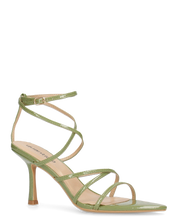 HELGA - sandali verdi lucidi con tacco alto a spillo e listini