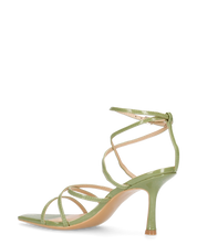 HELGA - sandali verdi lucidi con tacco alto a spillo e listini