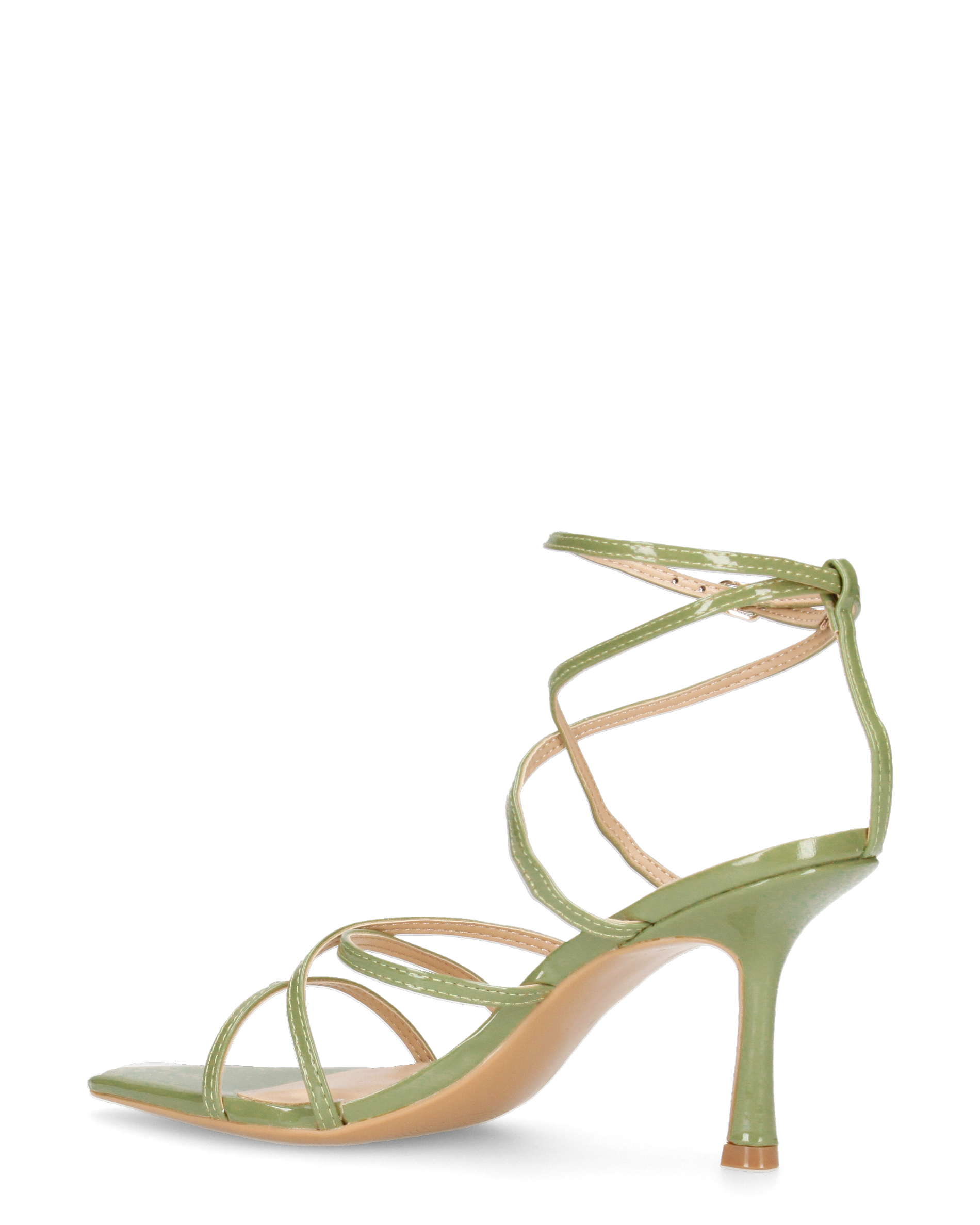 HELGA - sandali verdi lucidi con tacco alto a spillo e listini