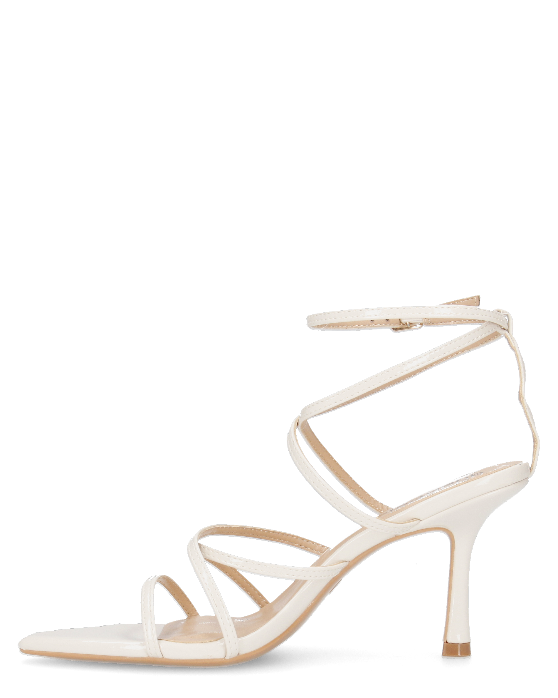 HELGA - sandali beige chiaro lucidi con tacco alto a spillo e listini