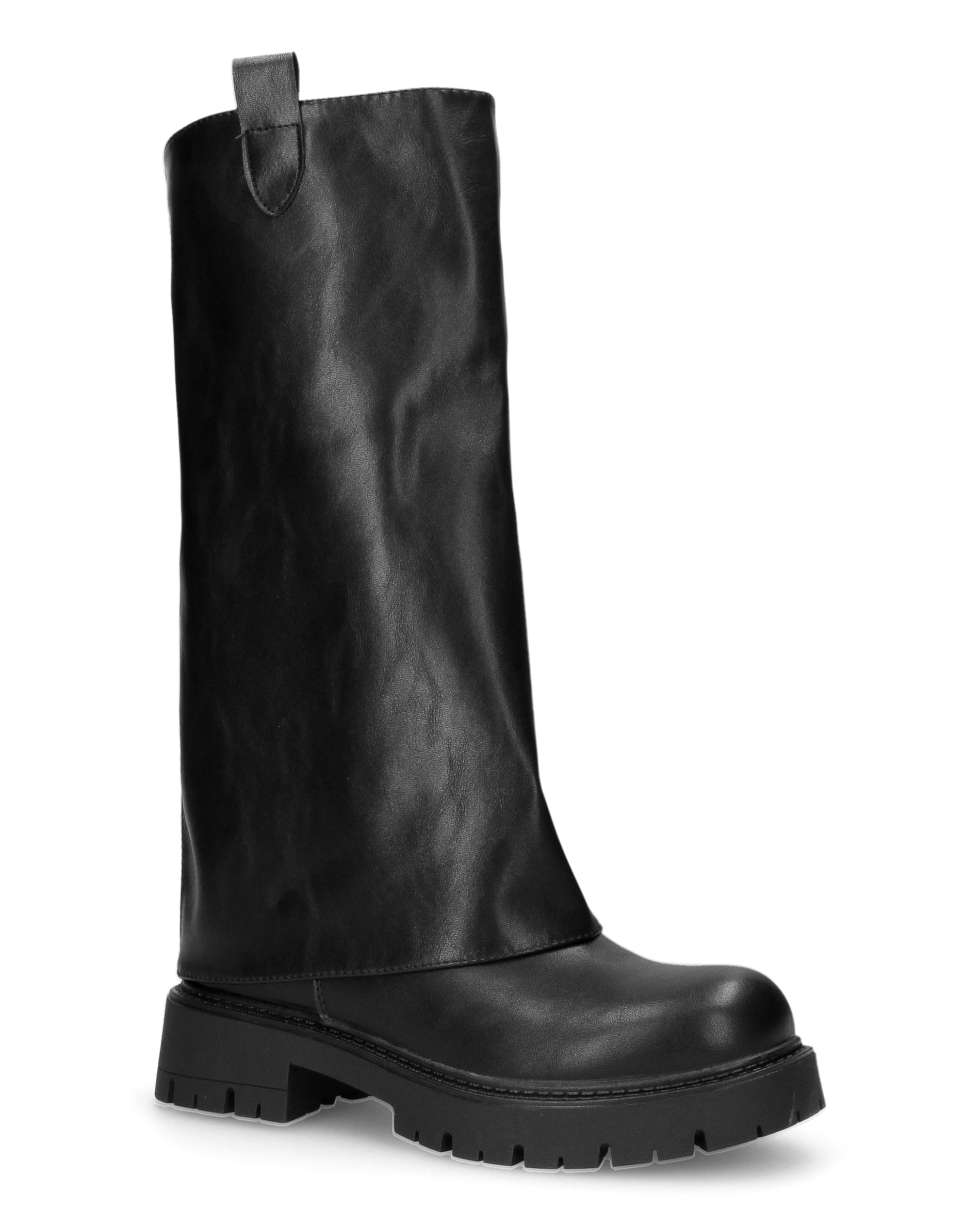 HEMMY - stivali 2 in 1 in simil pelle nera con suola carrarmato