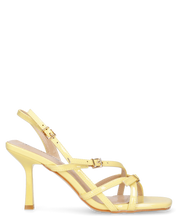 HILDE - Sandalo tacco giallo con listini e fibbie dorate