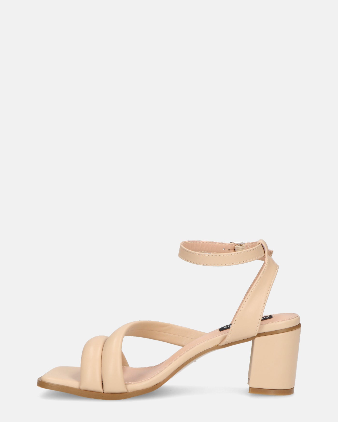 HIROE - sandali beige con tacco in ecopelle con cinturino