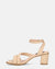 HIROE - sandali beige con tacco in ecopelle con cinturino