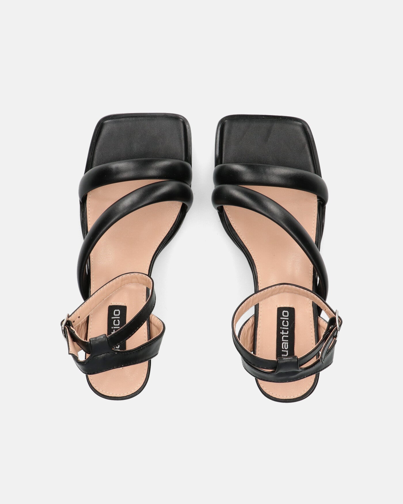 HIROE - sandali neri con tacco in ecopelle con cinturino
