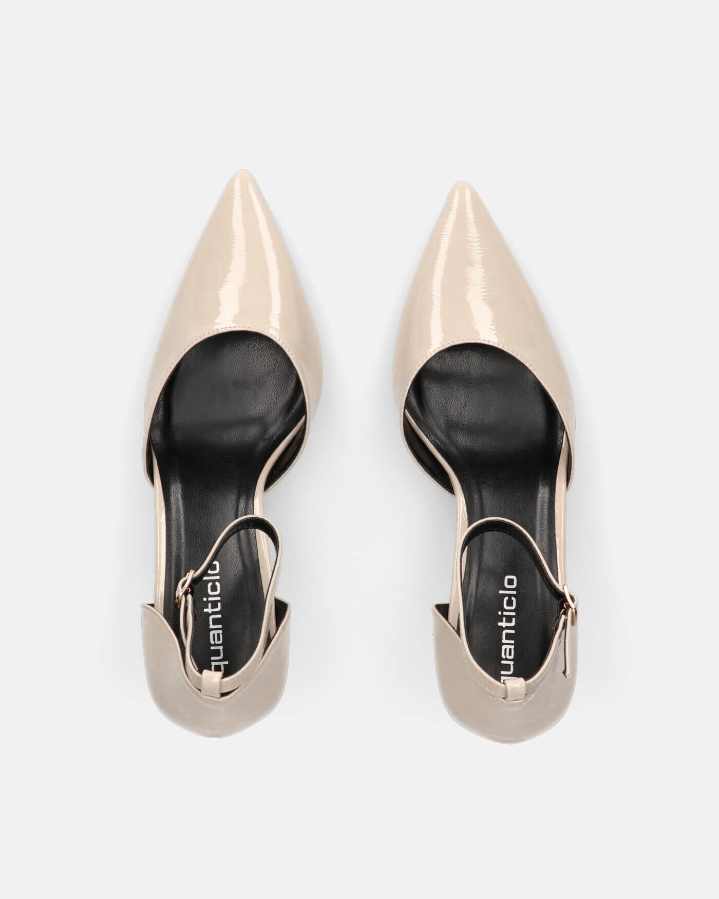 HOLA - scarpa con tacco in beige lucido e dettaglio oro nel tacco