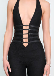 KENZIE - tuta jumpsuit effetto pizzo con scollatura profonda