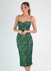 AKIKO - vestito midi tubino in pizzo verde