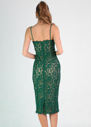 AKIKO - vestito midi tubino in pizzo verde