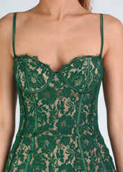 AKIKO - vestito midi tubino in pizzo verde