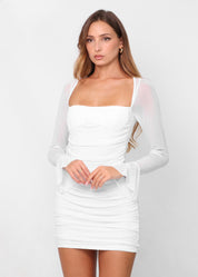 SAFIA - vestito mini bianco tessuto mesh