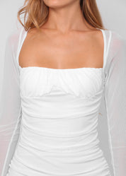 SAFIA - vestito mini bianco tessuto mesh
