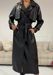 CRODY - giacca trench di finta pelle nero